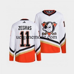 Herren Anaheim Ducks Eishockey Trikot Trevor Zegras 11 Adidas 2022-2023 Reverse Retro Weiß Authentic